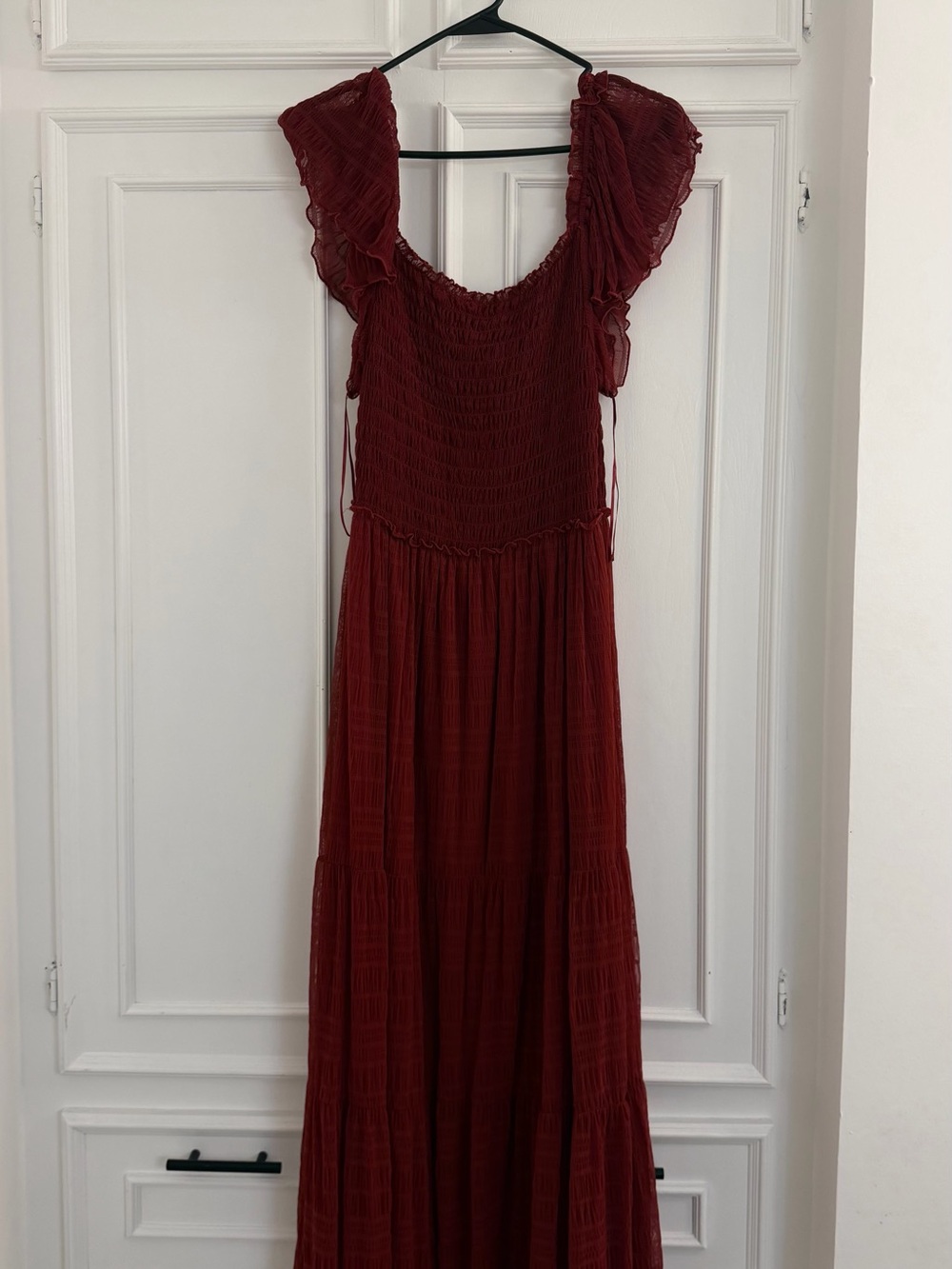 Max Studio Burgundy Smocked Maxi Dress